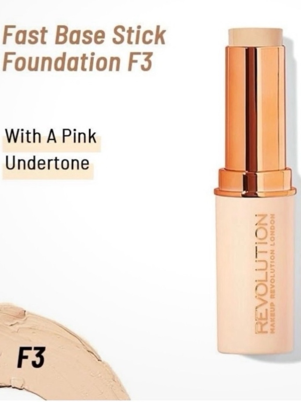 Revolution Fast Base Stick Foundation F5, Contour Stick Dewy Finish Fair skin